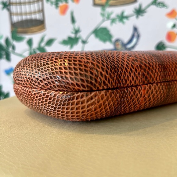 Prada Ayers SnakeSkin Coral Pink Brown Box Clutch - Picture 8 of 14